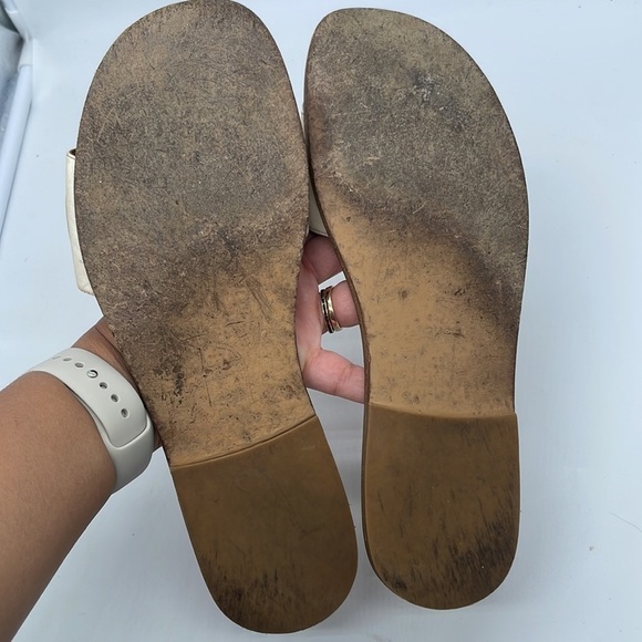 Gucci White leather trim horsebit flat slide sandals 39.5 - Picture 8 of 11